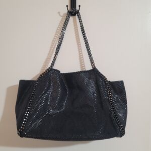 Black Python Sequin Tote Bag